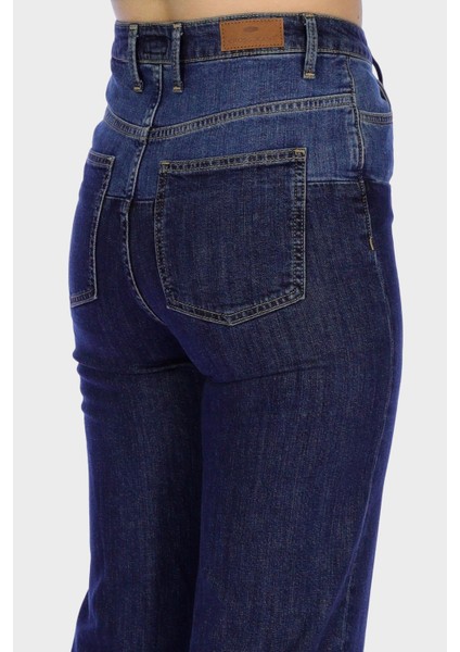 Aurora Yüksek Bel Orta Mavi Renk Bloklu Patı Fermuarlı Flare Jean Pantolon C 4530-086 modelleri