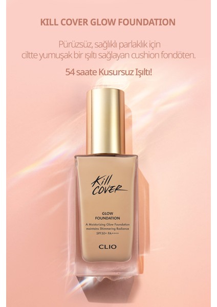 Yoğun Işıltılı&Kapatıcı Fondöten Fırça Set CLIO Kill Cover Glow Foundation SPF50+PA++++ 3-By Linen