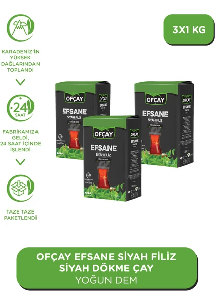 Ofçay efsane Filiz Siyah Çay 1 kg x 3 Paket