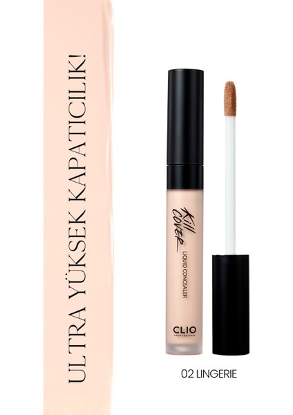 Uzun Süre Kalıcı, Pürüzsüz Dokuya Sahip Concealer Clio Kill Cover Liquid Concealer (02 Lingerie)