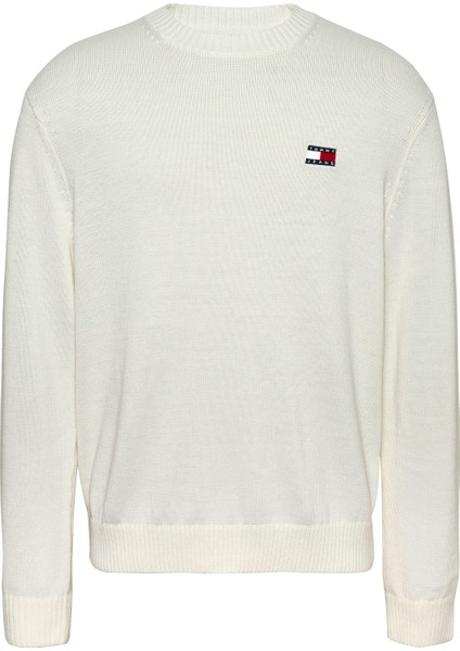 Tommy Jeans Bisiklet Yaka Regular Fit Nakışlı Krem Erkek Kazak DM0DM20706YBHTJM Reg Badge Sweater