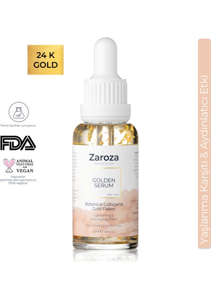 Yaşlanma Karşıtı Collagen & Niacinamide & 24K Altın Yapraklı Serum 30 ml