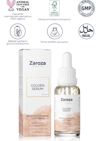 Yaşlanma Karşıtı Collagen & Niacinamide & 24K Altın Yapraklı Serum 30 ml