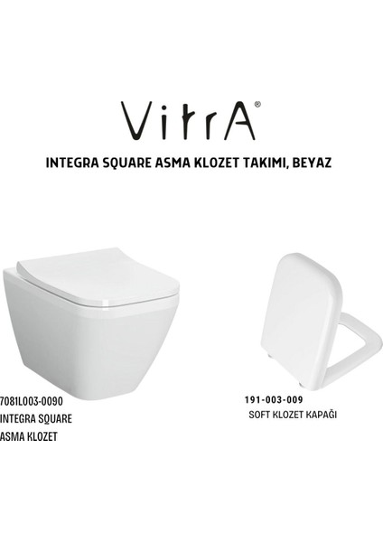 Integra Square Asma 7081L003-0090,VITRA Integra Square Klozet Kapağı 191-003-009