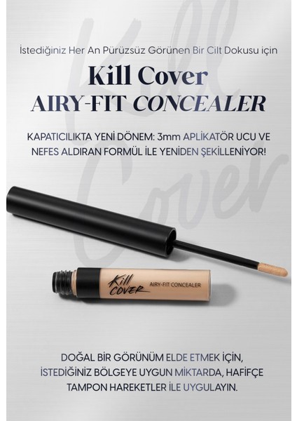 Hafif Formüllü, Uzun Süre Kalıcı Kapatıcı CLIO Kill Cover Airy-Fit Concealer (4 Ginger)