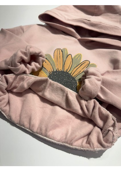 Papatya Baskılı Kapüşonlu Sweatshirt Kız Çocuk 3/9 Yaş modelleri