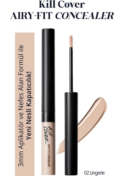 Hafif Formüllü, Uzun Süre Kalıcı Kapatıcı CLIO Kill Cover Airy-Fit Concealer (2 Lingerie)