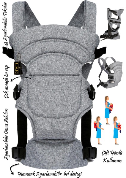 Ergonomik Lüx Bebek Kangurusu - Çift yönlü Bebek Taşıma Kanguru
