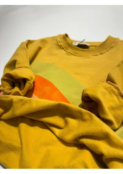 Renk Bloklu Baskılı Bisiklet Yaka Unisexsweatshirt 3-9 Yaş modelleri