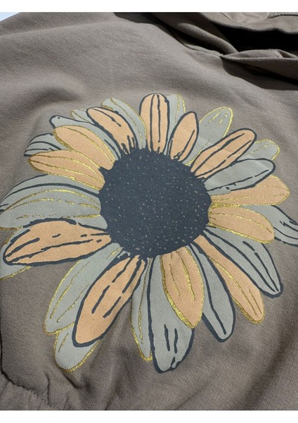 Papatya Baskılı Kapüşonlu Sweatshirt Kız Çocuk 3/9 Yaş modelleri