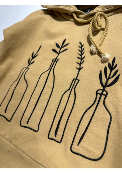 Vazo Nakışlı Kapüşonlu Oversize Kız Çocuk Sweatshirt 3/9 Yaş