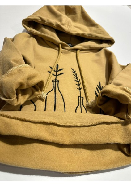 Vazo Nakışlı Kapüşonlu Oversize Kız Çocuk Sweatshirt 3/9 Yaş