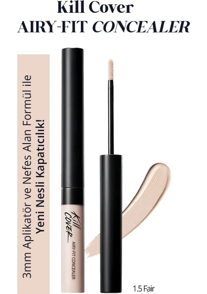 Hafif Formüllü, Uzun Süre Kalıcı Kapatıcı CLIO Kill Cover Airy-Fit Concealer (1.5 Fair)