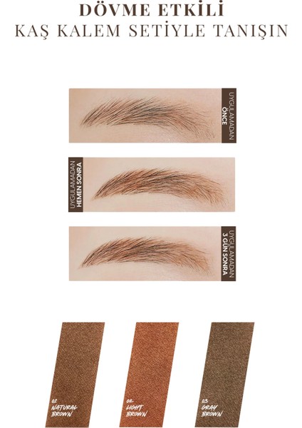 Yarı Kalıcı Kaş ve Makyaj Düzeltici Kalem Seti CLIO Kill Brow Dual Tattoo Pen Set (02 Light Brown) fırsatları