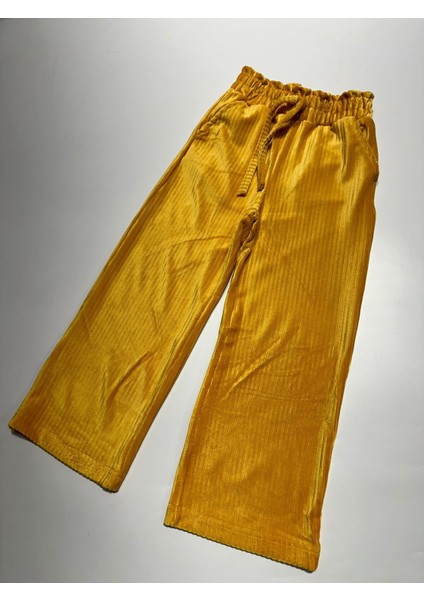 Wide Leg Cepli Kadife Kız Çocuk Pantalon