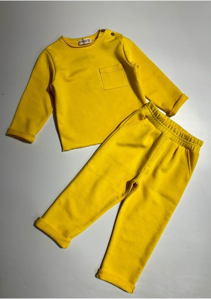Patlı Cepli Sweatshirt Pantalon Takım 1/5 Yaş Unisex