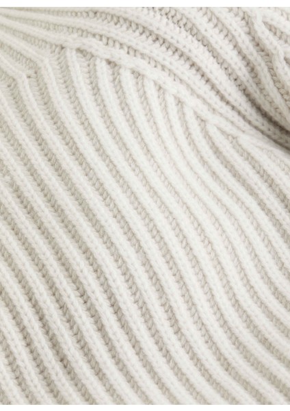 Balıkçı Yaka Standart Düz Beyaz Kazak Kadın Rec Yün Two Tone Strıpe Sweater modelleri