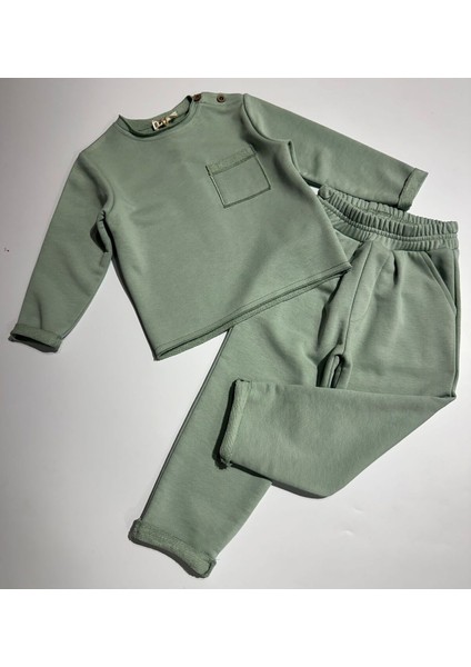 Patlı Cepli Sweatshirt Pantalon Takım 1/5 Yaş Unisex