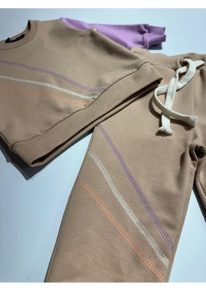Karyoka Dikişli Kolu Parça Dikişli 6 Ay 3 Yaş Yaş Sweatshirt Pantalon Kız Çocuk Takım