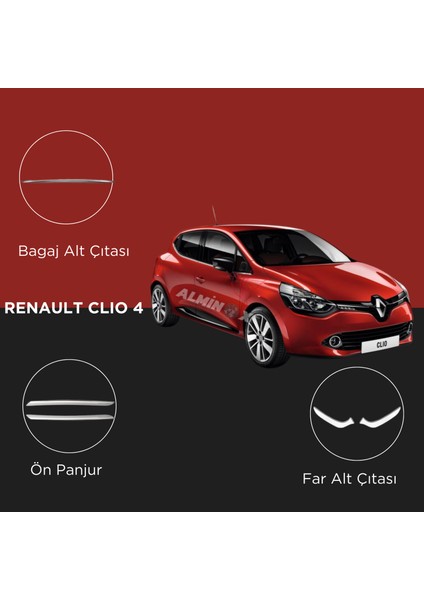 Renault Clio 4 Set Bagaj Alt Çıta- Ön Panjur- Far Alt Çıta