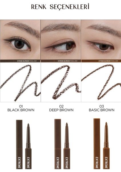 Suya Dayanıklı, Gün Boyu Kalıcı Kalem Eyeliner CLIO Extreme Gelpresso Pencil Liner (05 Mute Brown)