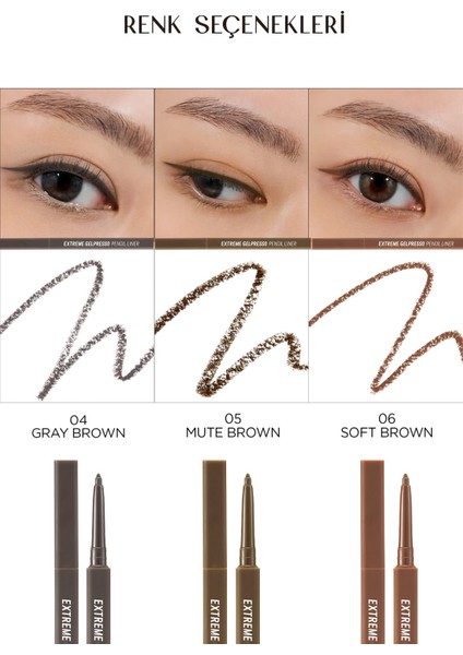 Suya Dayanıklı, Gün Boyu Kalıcı Kalem Eyeliner CLIO Extreme Gelpresso Pencil Liner (05 Mute Brown)