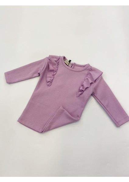 Omuzdan Fırfırlı Damla Patlı Bebe Body