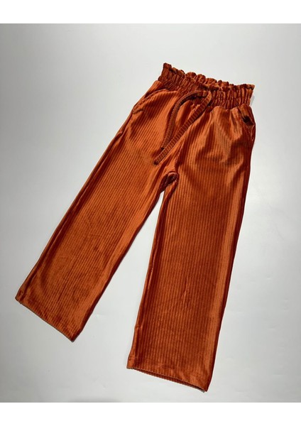 Wide Leg Cepli Kadife Kız Çocuk Pantalon