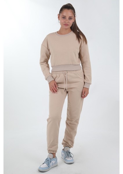 Sıfır Yaka Üç Iplik Kadın Eşofman Takımı