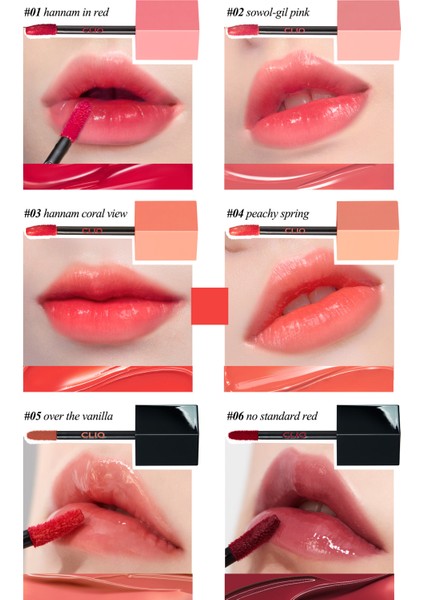 Işıltılı Renklerde, Nemlendirici, Uzun Süre Kalıcı Tint CLIO Dewy Syrup Tint (03 Hannam Coral View)