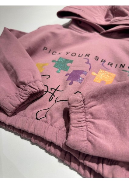 Stle Sim Baskılı Oversize 3/9 Yaş Kız Çocuk Sweatshirt