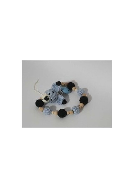 Amigurumi Bebek Seti- Sevimli Tilki- Uyku Arkadaşı, Çıngırak, Emzik Askısı 3'lü Set. Mavi Oyuncak fırsatları