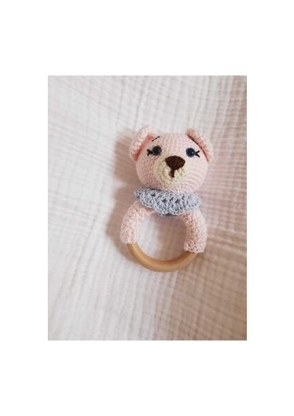 Amigurumi Bebek Seti- Sevimli Ayıcık- Uyku Arkadaşı, Çıngırak, Emzik Askısı 3'lü Set. Pembe, Oyuncak modelleri