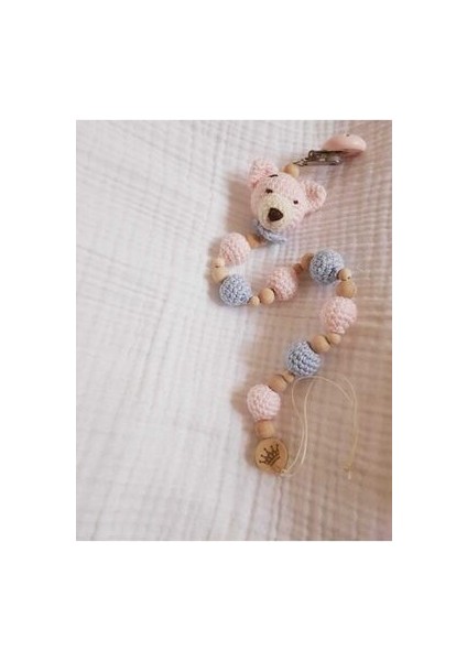 Amigurumi Bebek Seti- Sevimli Ayıcık- Uyku Arkadaşı, Çıngırak, Emzik Askısı 3'lü Set. Pembe, Oyuncak fırsatları