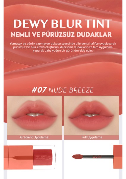 Blur Efekti Veren, Nemlendirici, Hafif Dokulu Tint CLIO Dewy Blur Tint (07 Nude Breeze)