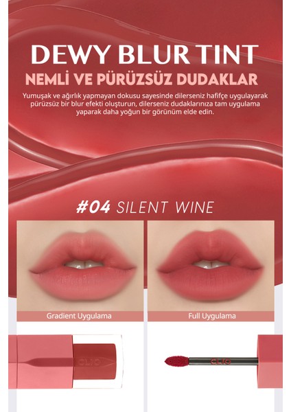 Blur Efekti Veren, Nemlendirici, Hafif Dokulu Tint CLIO Dewy Blur Tint (04 Silent Wine)