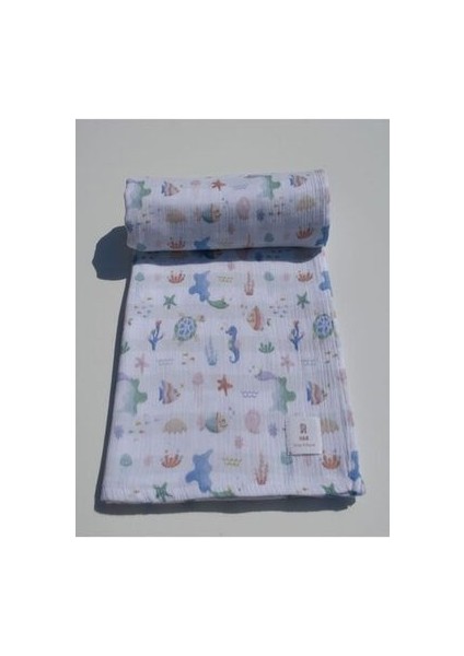 %100 Organik Pamuk Sertifikalı Çok Amaçlı Multi Müslin Örtü-Selga