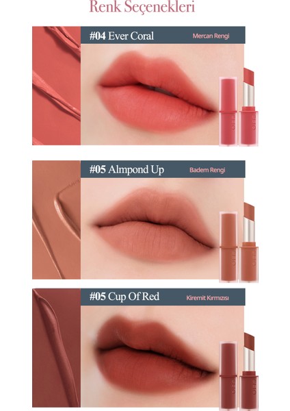 Yumuşak Dokulu, Hafif Mat Görünüm Sunan Ruj CLIO Chiffon Mood Lip (05 Almond Up)