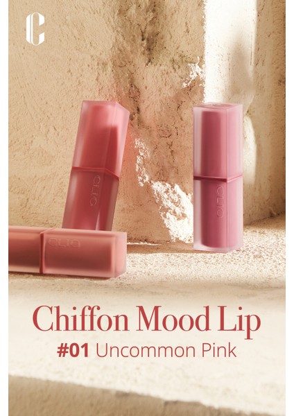 Yumuşak Dokulu, Hafif Mat Görünüm Sunan Ruj CLIO Chiffon Mood Lip (01 Uncommon Pink)