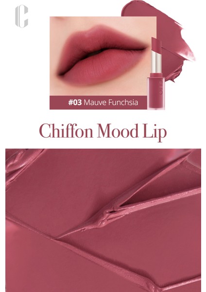 Yumuşak Dokulu, Hafif Mat Görünüm Sunan Ruj CLIO Chiffon Mood Lip (03 Mauve Fuchsia)