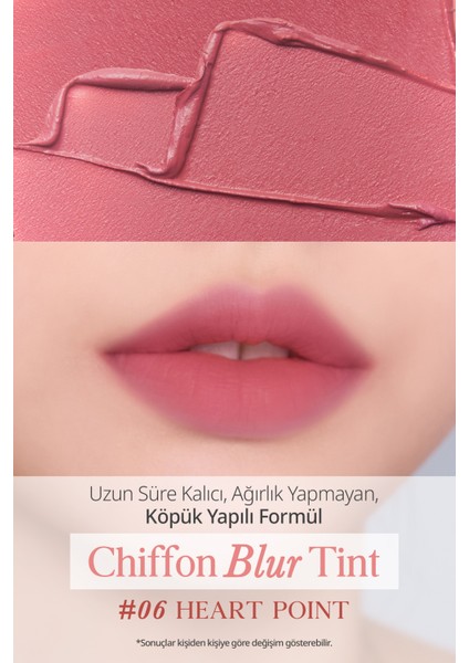 Pürüzsüz ve Kadifemsi Dokulu, Doğal Görünüm Sunan Tint CLIO Chiffon Blur Tint (06 Heart Point)
