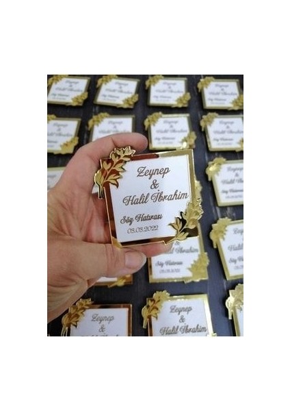 Pleksi Ahşap Magnet, Düğün, Nişan, Kına, Hediyelik(25 Adet)