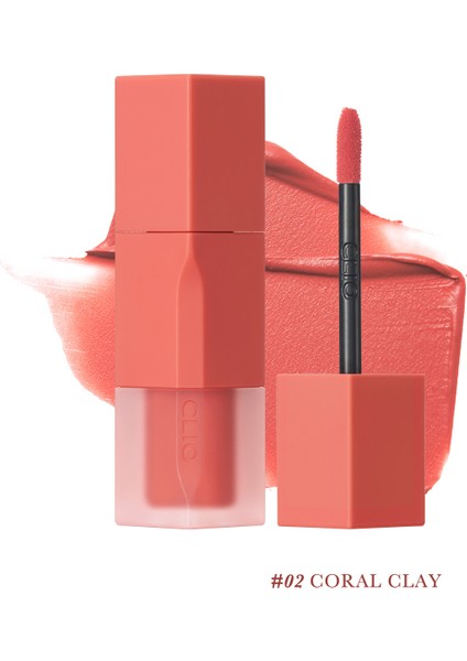 Pürüzsüz ve Kadifemsi Dokulu, Doğal Görünüm Sunan Tint CLIO Chiffon Blur Tint (02 Coral Clay)
