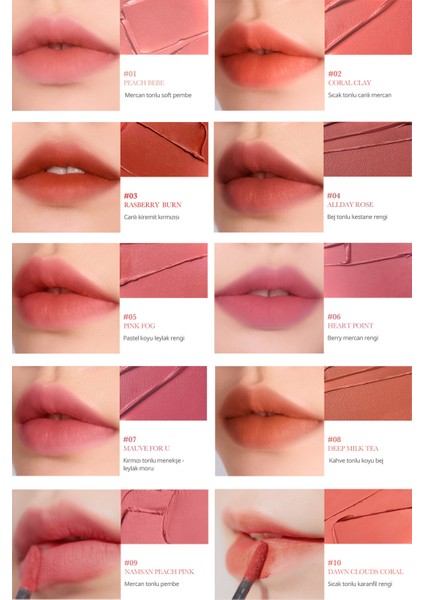 Pürüzsüz ve Kadifemsi Dokulu, Doğal Görünüm Sunan Tint CLIO Chiffon Blur Tint (02 Coral Clay) fırsatları