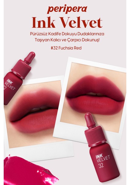 Yüksek Pigment İçeren, Kadife Görünümlü Tint Seti PERIPERA Ink Velvet Set (003 All My Red)