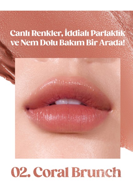 Yoğun Nemlendirme Sunan Vegan Dudak Balmı PERIPERA Ink Mood Glowy Balm (2 Coral Brunch)