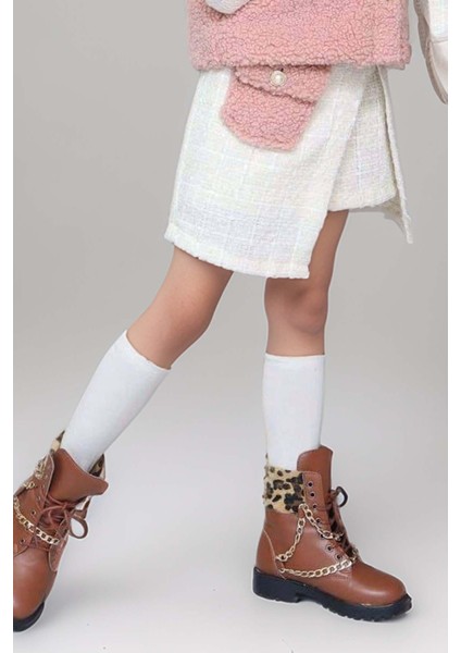 Kız Çocuk Inci Düğme ve Peluş Detaylı Gömlek Pembe Triko Etekli Takım indirimleri