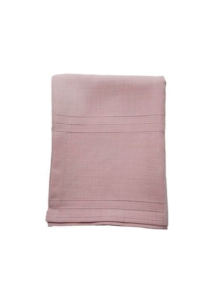 Keten Kumaş Çizgili Masa Örtüsü 160*220 cm Pudra
