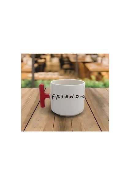 Latte & Espresso El Yapımı Friends Baskılı Kırmızı T Kulp Kupa 200 ml
