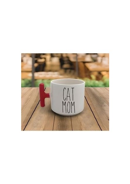 Latte & Espresso El Yapımı Cat Mom Baskılı T Kulp Kupa 200 ml